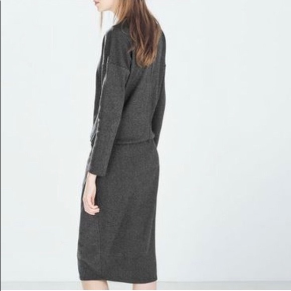 ZARA Dress w/ Yellow & Olive Sporty Ribbed Collar - Picture 2 of 10